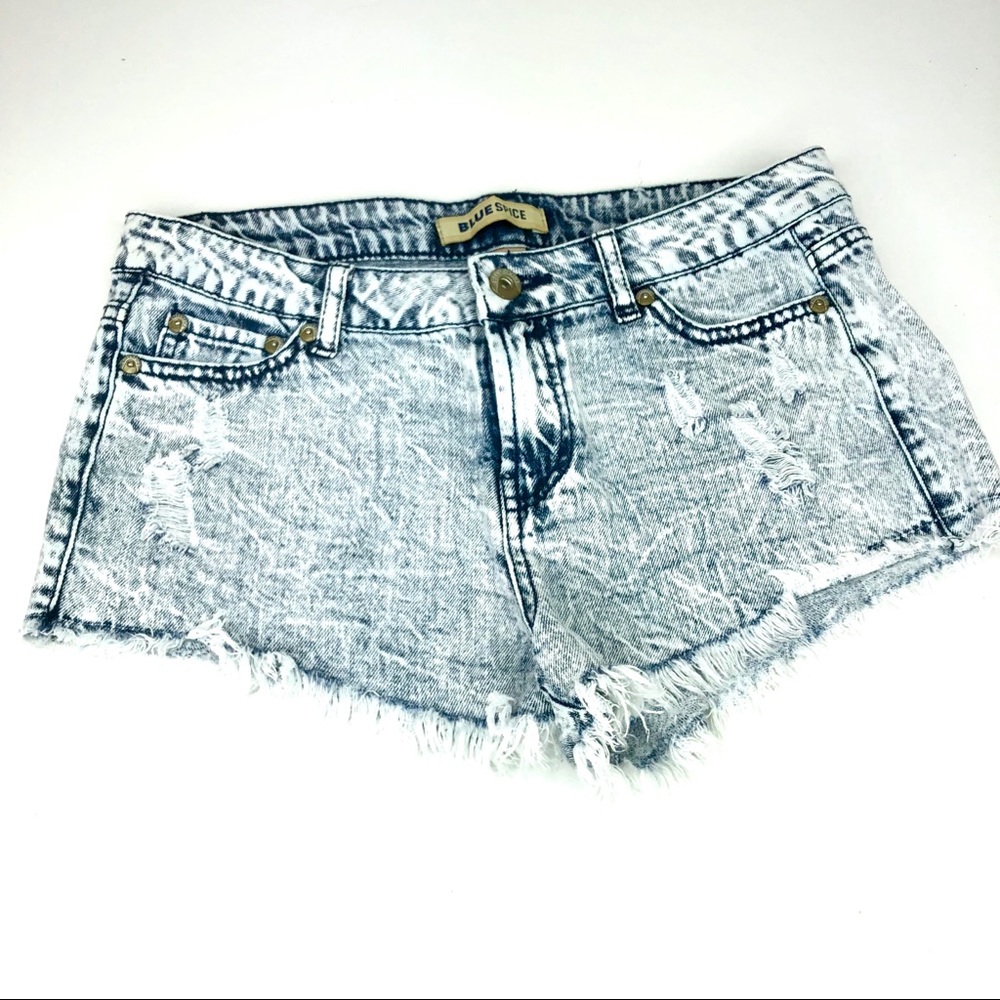 Blue Spice Light Stone Washed Frayed Bottom Shorts - Picture 1 of 5